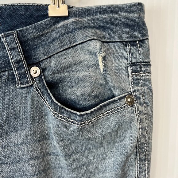 Seven7 Jean Women 18 Plus Boot Cut Mid 38x32 Distress Denim Luxe Retro Core Ex - Picture 7 of 16